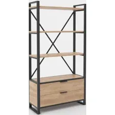 Стеллаж Hype Mebel Стандарт Люкс 50x170 (черный/дуб галифакс натуральный)