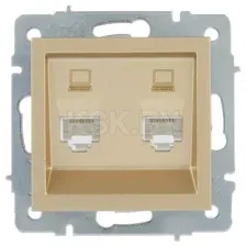 Розетка компьютерная двойная золото Lezard VESNA 742-3688-141