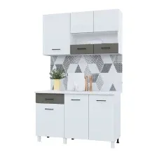 Готовая кухня Горизонт Trend 1300 (белый эмалит/холст вулкан)