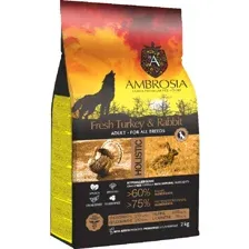 Корм для собак Ambrosia Grain Free, для всех пород, индейка/кролик, 2 кг