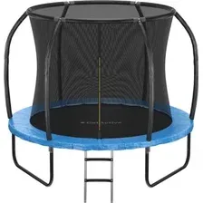 Батут GetActive Jump PRO 8FT с лестницей и внутренней сеткой (синий)