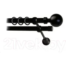 Карниз для штор Lm Decor Шар большой 059 2р гладкий 25/19мм (черный матовый, 3м)