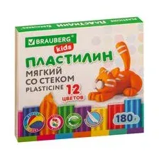 Пластилин восковой мягкий "Kids" (12 цветов; со стеком)