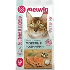 Корм для кошек MELWIN для стерилизованных, форель/розмарин, 10 кг