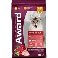 Сухой корм для кошек Award Adult Indoor Big Сats (для крупных пород с говядиной и курицей с добавлением брокколи и Юкки Шидигера) 400 г