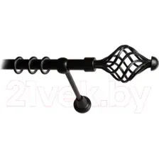 Карниз для штор Lm Decor Вираж 098 1р гладкий 25мм (черный матовый, 4м)