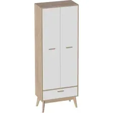 Шкаф Мебельград Калгари 2-х дверный (дуб натуральный светлый/белый матовый)