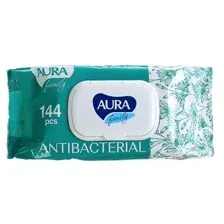 Салфетки влажные AURA Family Антибактериальные для всей семьи, 144 шт