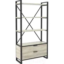 Стеллаж Hype Mebel Стандарт Люкс 80x170 (черный/древесина белая)