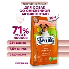 Сухой корм для собак Happy Dog Mini Toscana. Утка и лосось 61300 10 кг