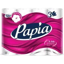 Туалетная бумага Papia Белая (3 слоя, 12 рулонов)