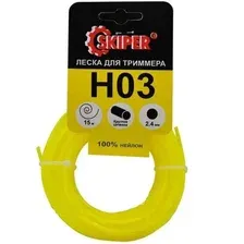 Леска ф 2.4 мм х 15 м круглое сечение (желтая) SKIPER H03