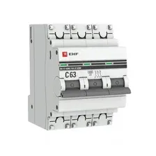 Выключатель автоматический EKF PROxima ВА 47-63 3P 63А (D) 4.5kA mcb4763-3-63D-pro