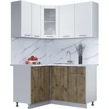 Готовая кухня Интерлиния Мила 12x14 (белый платинум-дуб веллингтон-белый гранит)