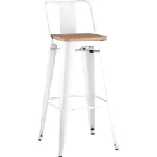 Стул Stool Group Tolix Wood со спинкой YD-H675E-W LG-02 (белый глянцевый/светлое дерево)