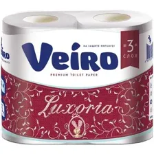 Туалетная бумага, белый, 4 рул., 3 слоя Veiro Luxoria