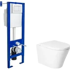Унитаз подвесной Saniteco KW-9005W + Berges АТОМ 410 040333 (с кнопкой)