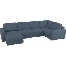 П-образный диван Mio Tesoro Aurora компл.3 левый (Velutto 48 синий Denim)