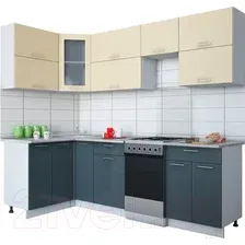 Готовая кухня Интерлиния Мила Gloss 50-12x25 (ваниль/асфальт глянец)