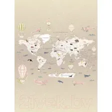 Фотообои листовые Vimala Познавательная карта мира 4 (270x200)