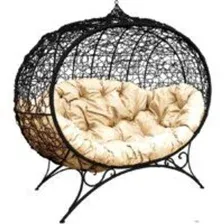 Садовый диван M-Group Улей на ножках 11220401 (черный ротанг/бежевая подушка)