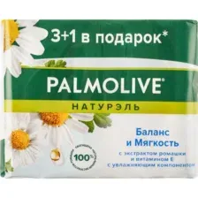 Мыло туалетное Palmolive Баланс и мягкость, с экстрактом ромашки и витамином Е, 4х90 г