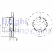 Тормозной диск DELPHI BG4127 вентилируемый , передняя ось