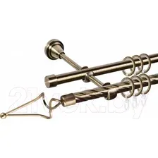 Карниз для штор АС ФОРОС Grace D16K/16Г + наконечники Волна (1.6м, антик)