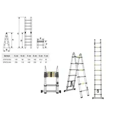 STARTUL ST9733-044 Лестница телескопическая 2-х секц. алюм. 209/440см, 2х7 ступ. 15кг (ST9733-044)