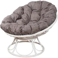 Кресло садовое M-Group Папасан Home / 12860109 (белый ротанг/пепел подушка)