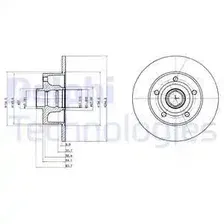 Тормозной диск DELPHI BG3030 полный , задняя ось
