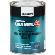 Грунт-эмаль Экодом По ржавчине 3 в 1, 0.9 кг (черный RAL 9005)