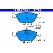 Тормозные колодки дисковые передняя ось ATE 13.0460-7069.2