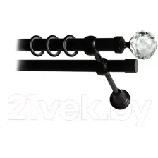 Карниз для штор Lm Decor Кристалл 130 2р гладкий 25/19мм (черный матовый, 3.2м)