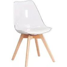 Стул TetChair Tulip (дерево/пластик/экокожа, прозрачный)