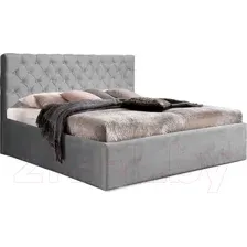 Двуспальная кровать Анмикс Ирма 160x200 с ламелями (светло-серый микровелюр/Simple 31)