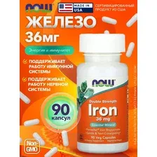 Витамины, минералы Now Foods Iron Double Strength 36 мг (90 капсул)