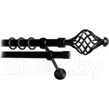 Карниз для штор Lm Decor Вираж 098 2р гладкий 25/19мм (черный матовый, 2.4м)