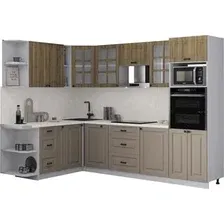 Готовая кухня Интерлиния Мила Деко 1.88x2.8 LV (луна/дуб вотан/опал светлый)