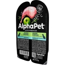 Консервированный корм для собак AlphaPet Superpremium кролик и яблоко мясные кусочки в соусе 211002 100 г