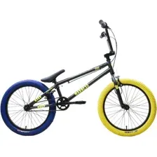 Велосипед STARK Madness BMX 1 2025 (графит матовый/желтый/синий)