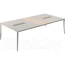 Стол для переговоров Norden 280x140x72.5 / NZ-0103.GS.YN.AL (серый камень/ясень навара/алюминий)
