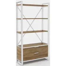 Стеллаж Hype Mebel Стандарт Люкс 80x200 (белый/дуб галифакс олово)