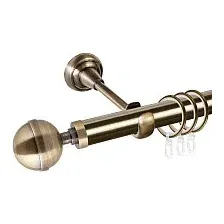 Карниз для штор АС ФОРОС Grace D25Г + наконечники Шар большой (1.4м, антик)