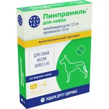 Таблетки от блох и клещей Doctor VIC Пинпрамиль 12.5мг/125мг для крупных собак (4 таблетки)