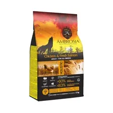 Сухой корм для собак Ambrosia Adult All Breeds Chicken & Fresh Salmon (для всех пород с курицей и рыбой) 12 кг