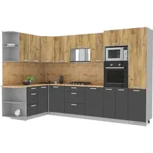 Готовая кухня Интерлиния Мила Лайт 1.68x3.2 левая (дуб золотой/антрацит/дуб бунратти)