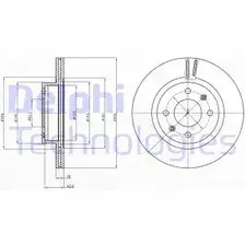 Тормозной диск DELPHI BG4295 вентилируемый , передняя ось