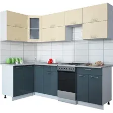 Готовая кухня Интерлиния Мила Gloss 50-12x25 (ваниль/асфальт глянец)