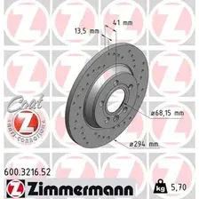 Тормозной диск ZIMMERMANN 600.3216.52 полный, перфорированный , задняя ось